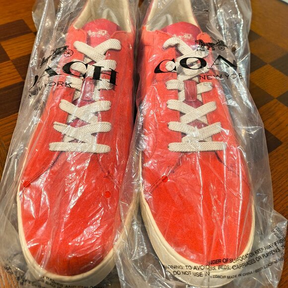Coach Red Suede Lace-Up Sneakers – NWT, Never Worn - Picture 1 of 4